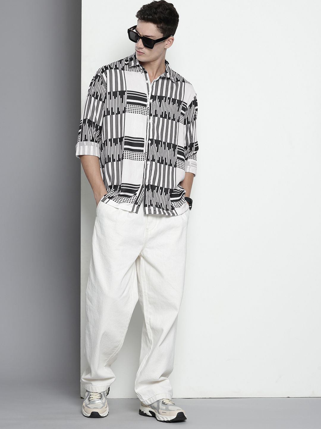 The Indian Garage Co Geometric Printed Drop-Shoulder Sleeves Relaxed Fit Casual Shirt