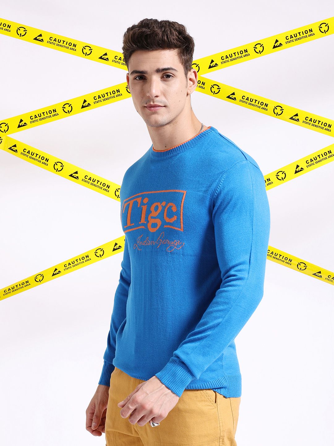The Indian Garage Co Typography Printed Pullover Acrylic Sweater
