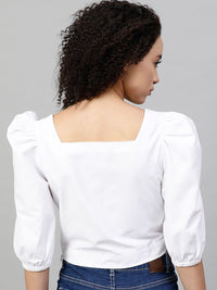 STREET 9 White Puff Sleeves Blouson Top