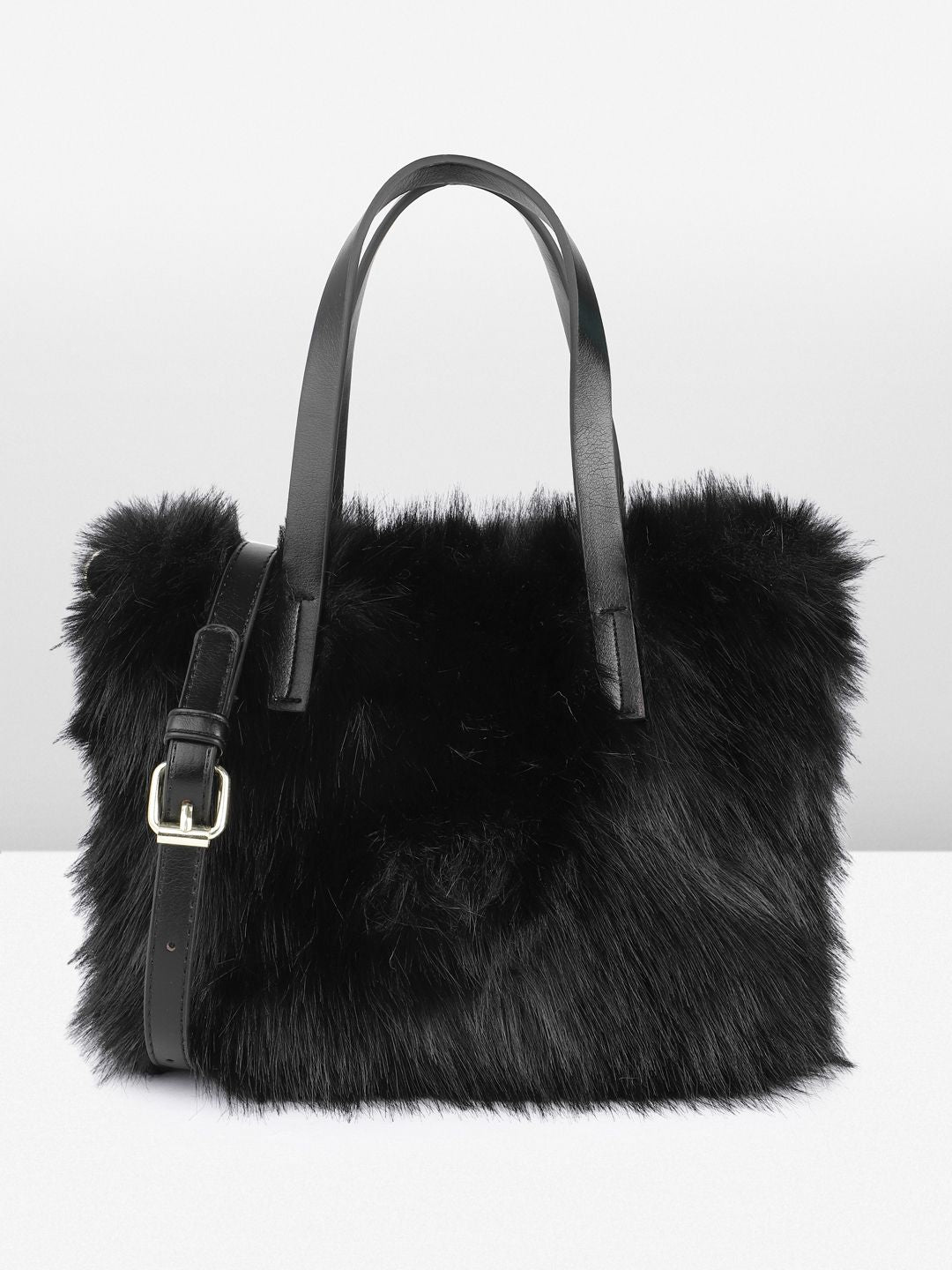 DressBerry Structured Handheld Bag With Fur
