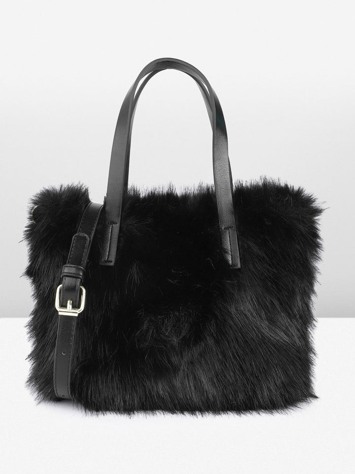 DressBerry Structured Handheld Bag With Fur