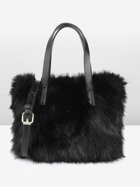 DressBerry Structured Handheld Bag With Fur