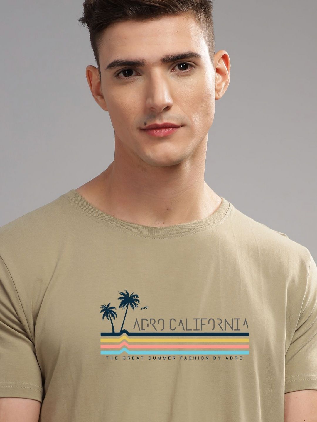 ADRO Typography Printed Round Neck Pure Cotton T-shirt