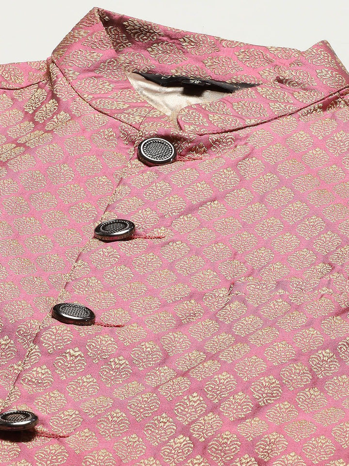 SOJANYA Men White Chikankari Pure Cotton Kurta with Churidar & Nehru Jacket