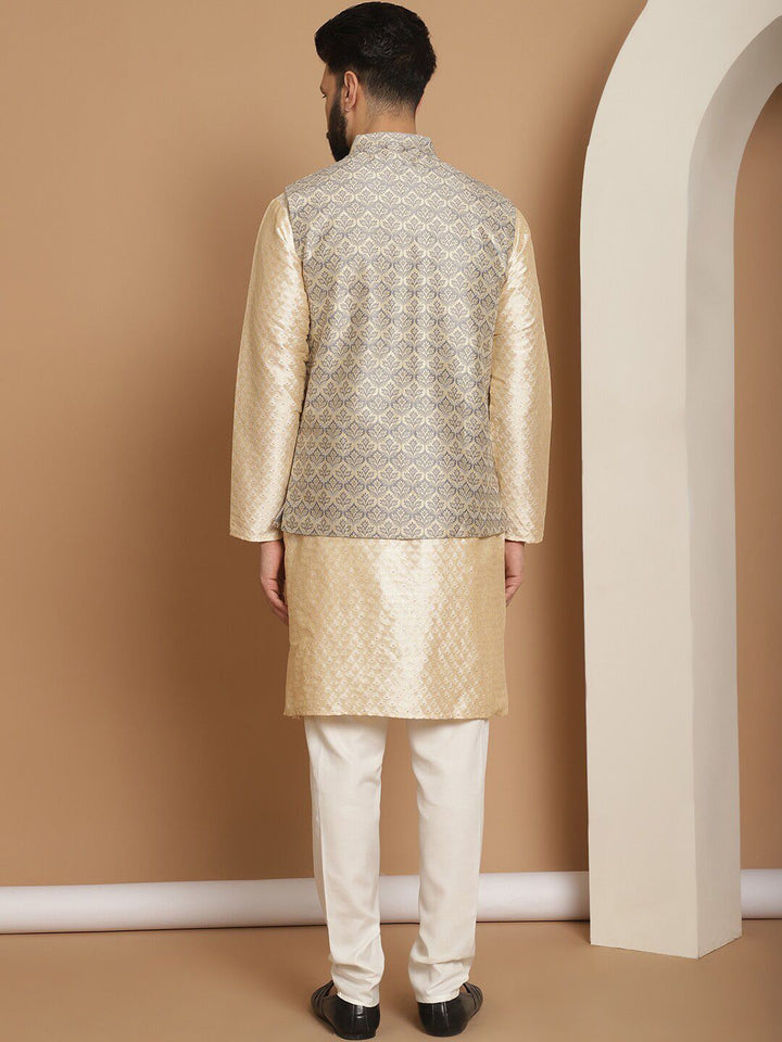 Anouk Ethnic Motifs Mandarin Collar Self Design Kurta with Churidar
