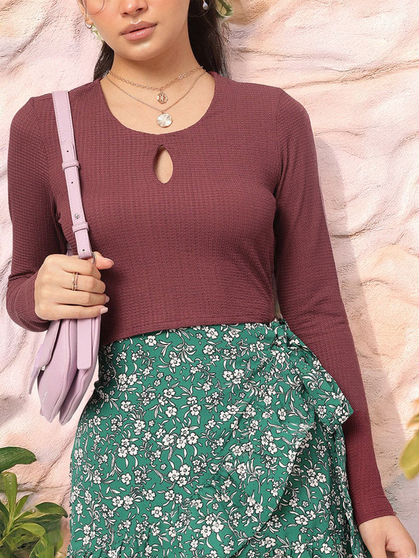 DressBerry Sweet & Sassy Textured Fitted Top