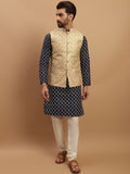 SOJANYA Geometric Embroidered Regular Kurta with Churidar & Embroidered Nehru Jacket