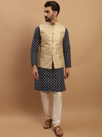 SOJANYA Geometric Embroidered Regular Kurta with Churidar & Embroidered Nehru Jacket