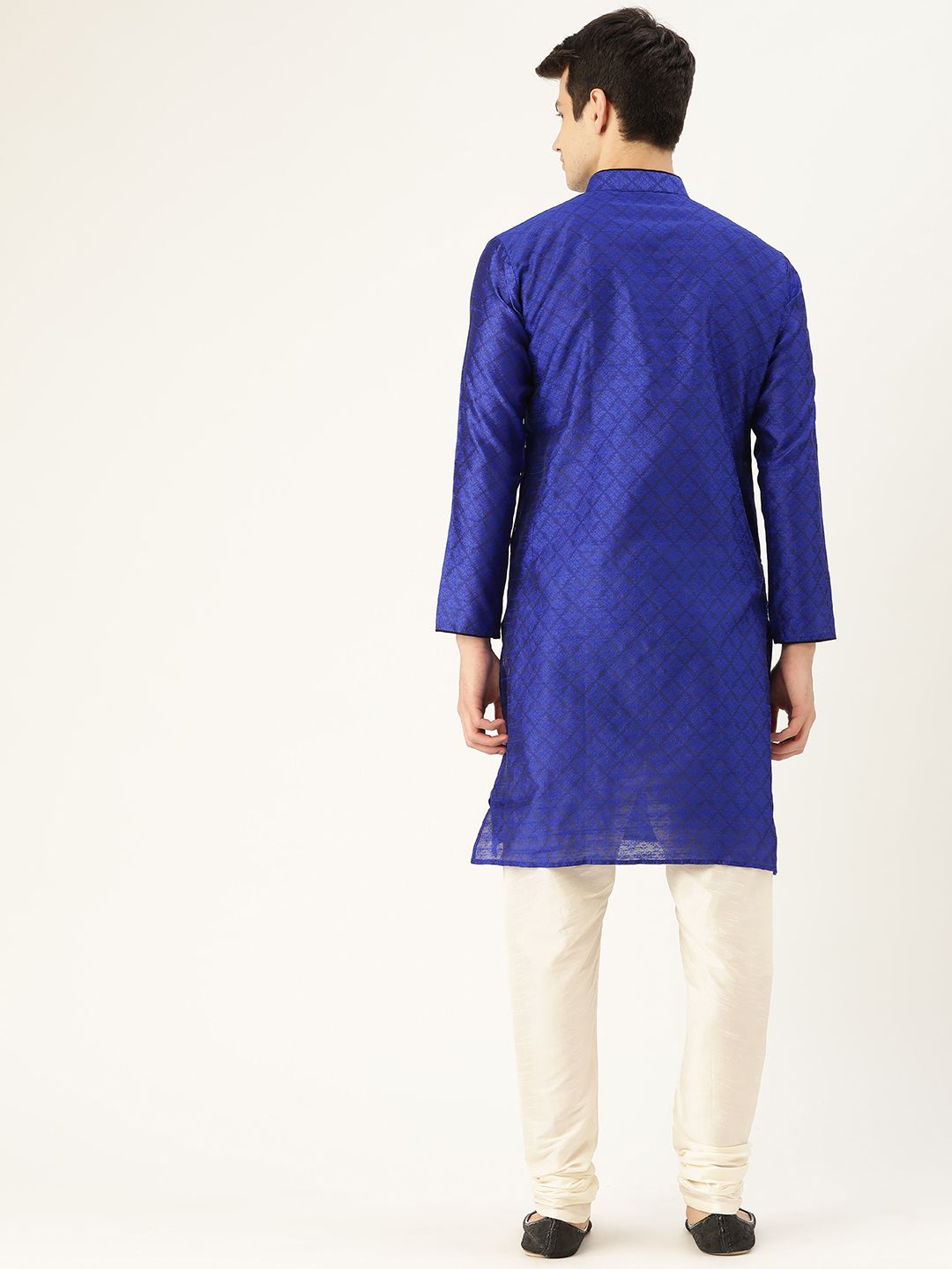 SOJANYA Men Blue Woven Design Straight Kurta
