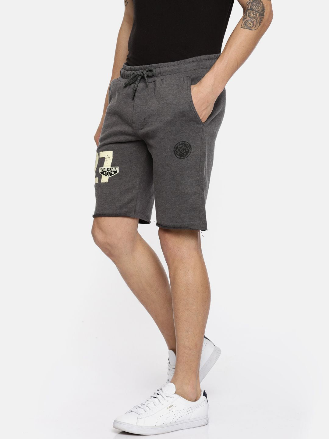 Being Human Men Charcoal Grey Shorts
