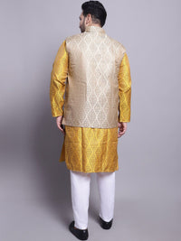 SOJANYA PLUS Motif Etnik Rekaan Tenunan Kurta Biasa Dengan Baju Tidur & Jaket Nehru