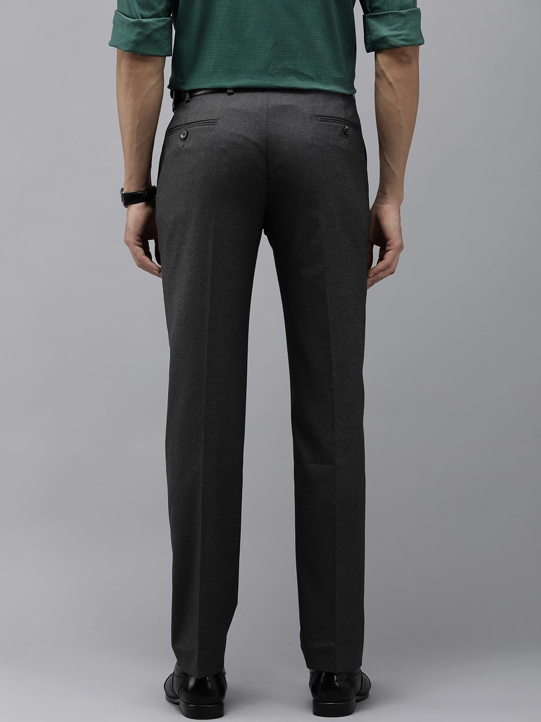 Park Avenue Men Mid-Rise Checked Smart Trousers