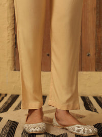 House of Chikankari Women Beige Rayon Solid Pant