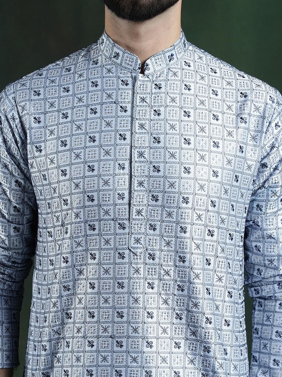 SOJANYA LUXE Floral Embroidered Regular Thread Work Kurta with Pyjamas