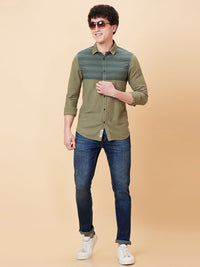 Being Human Spread Collar Slim Fit Horizontal Striped Casual Shirt