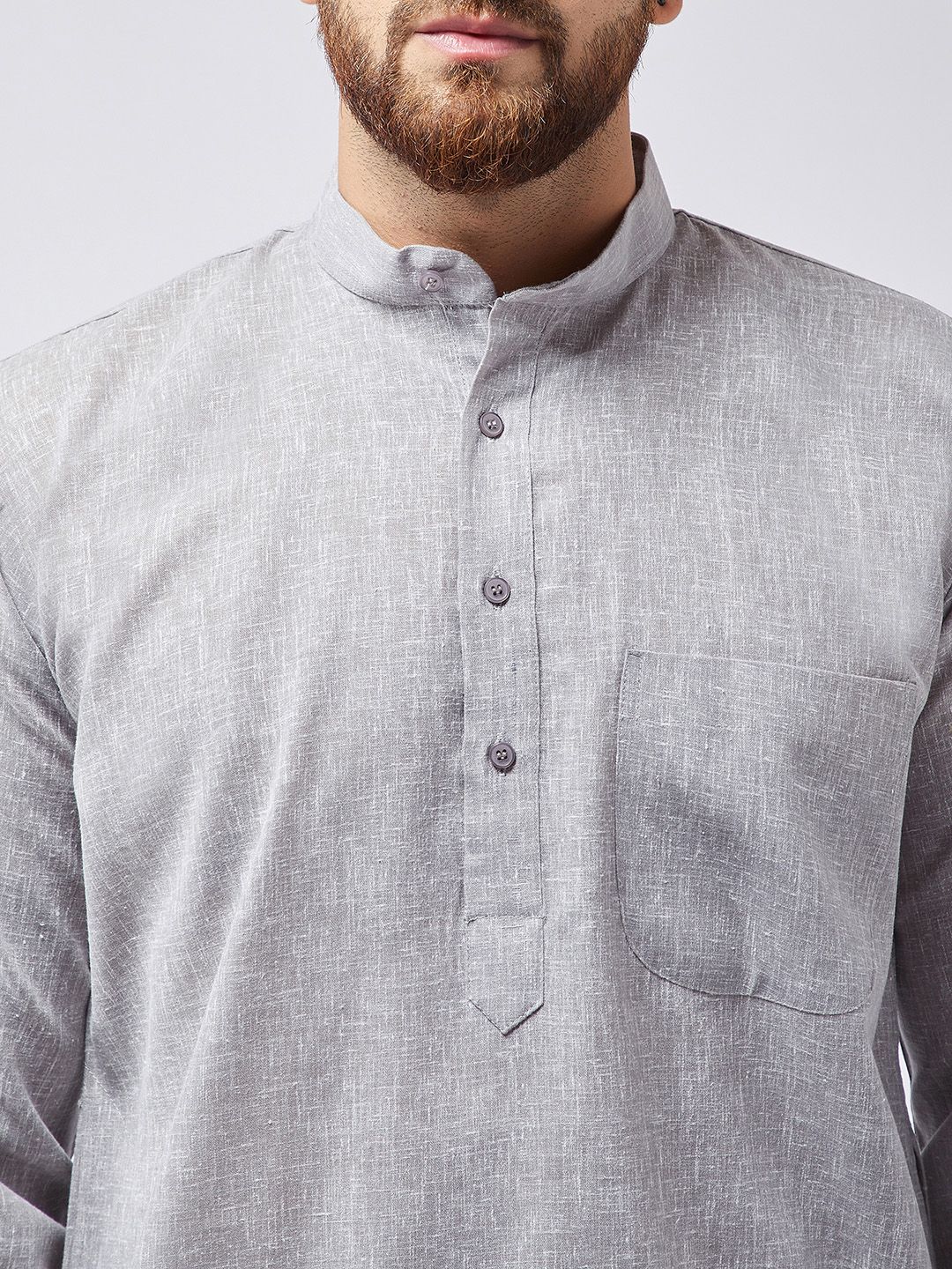 SOJANYA Men Grey Solid Straight Kurta