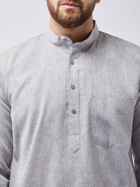 SOJANYA Men Grey Solid Straight Kurta