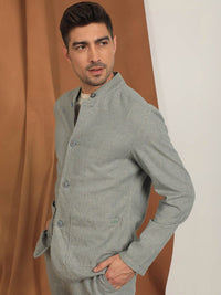 RARE RABBIT Men Trex Tailored Fit Mandarin Collar Cotton Jacket