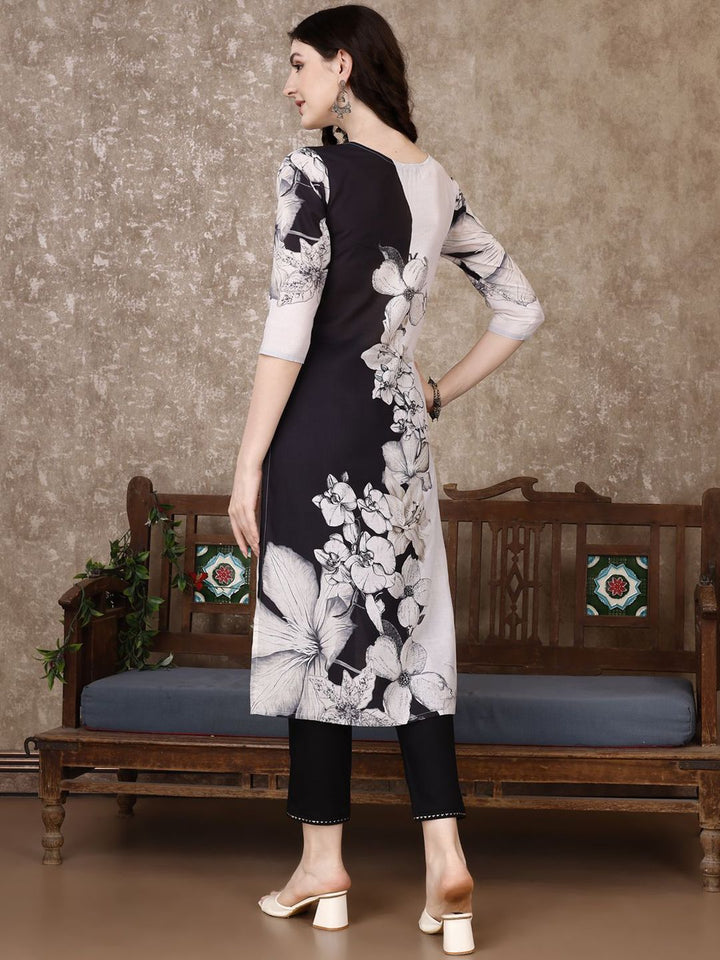 KALINI Women Floral Embroidered Regular Thread Work Kurta Trousers With Dupatta