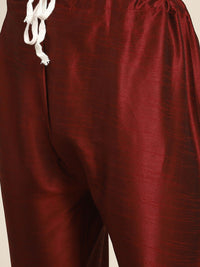 SOJANYA Men Maroon Kurta dengan Churidar dengan Jaket Nehru