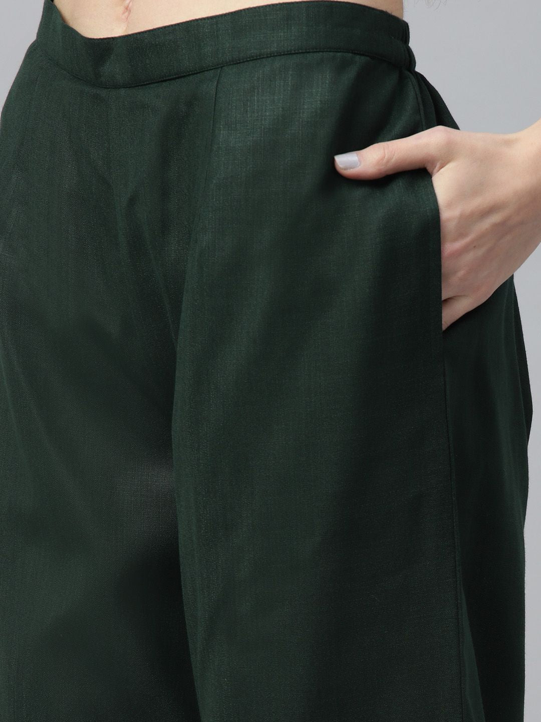 Libas Women Green Pure Cotton Kurta with Palazzos & With Dupatta