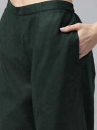 Libas Women Green Pure Cotton Kurta with Palazzos & With Dupatta