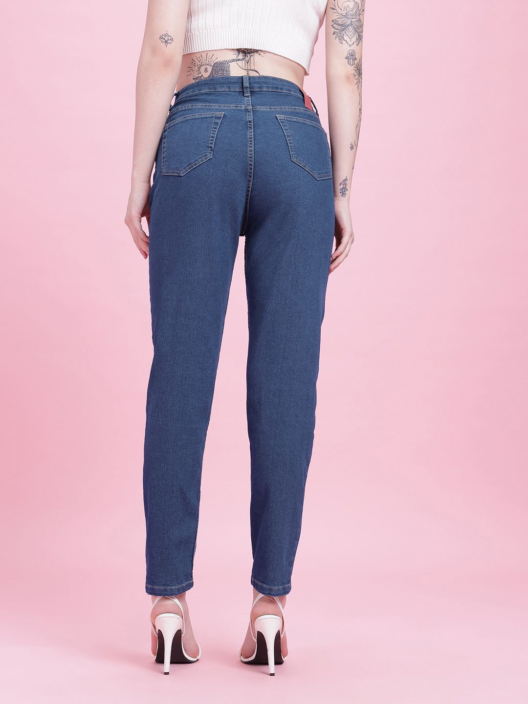 DressBerry Women Mid-Rise Mom Fit Stretchable Jeans