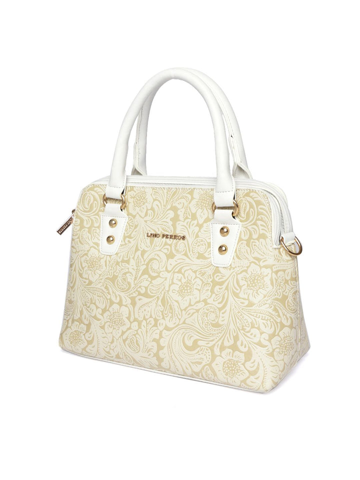 Lino Perros Off-White & Beige Printed Handheld Bag