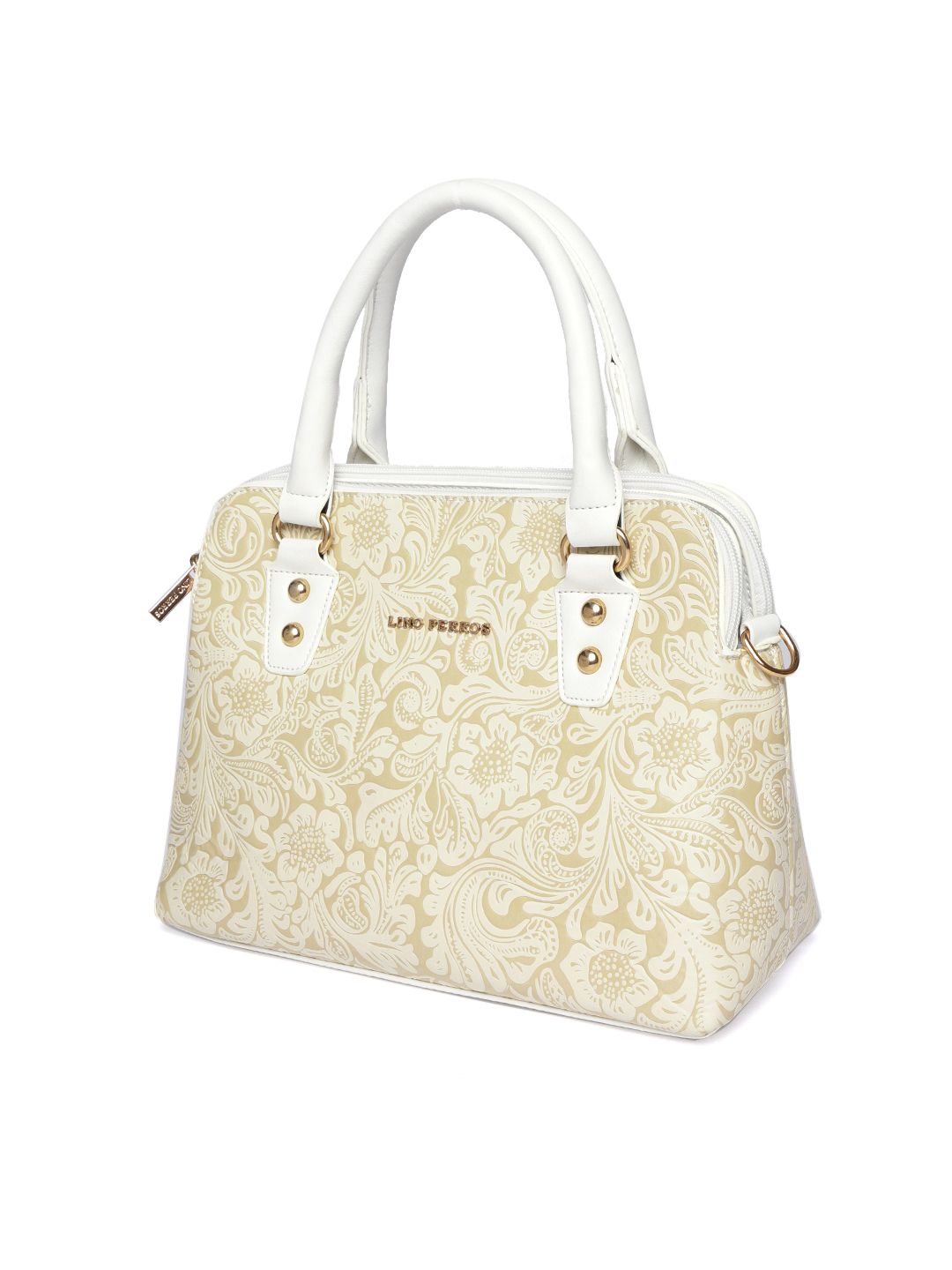 Lino Perros Off-White & Beige Printed Handheld Bag