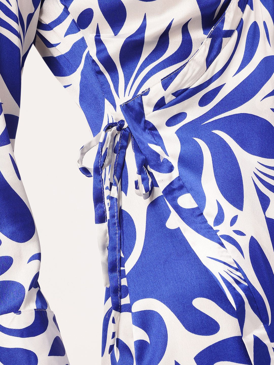 DressBerry Satin-Swagger Floral Printed Wrap Mini Dress