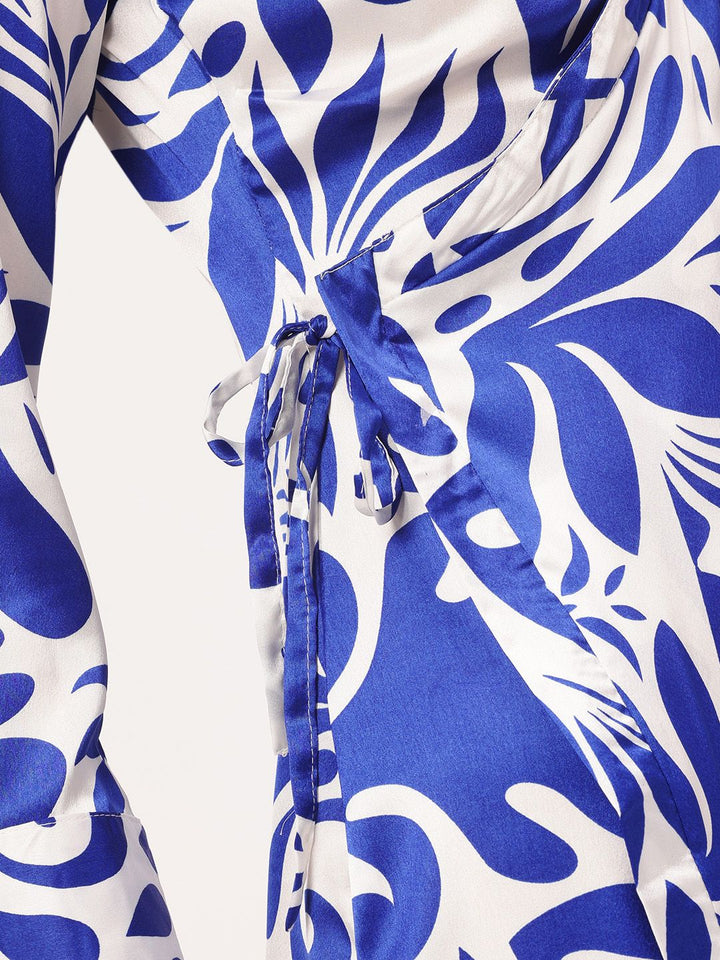 DressBerry Satin-Swagger Floral Printed Wrap Mini Dress