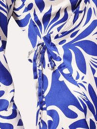 DressBerry Satin-Swagger Floral Printed Wrap Mini Dress