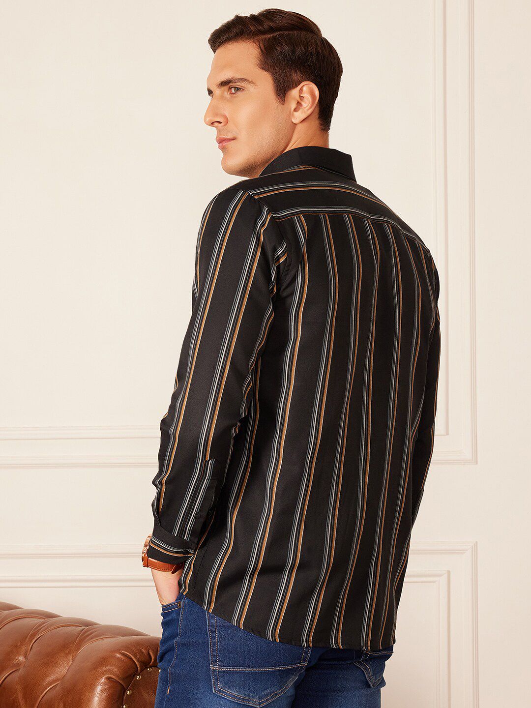 DENNISON Smart Striped Button-Down Collar Casual Shirt