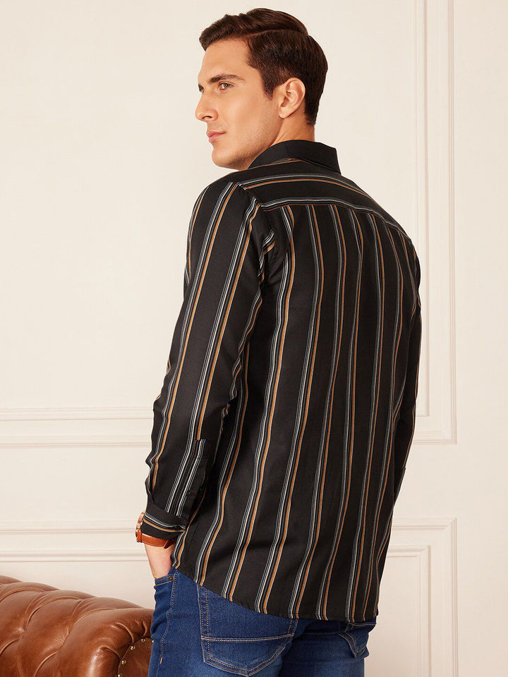 DENNISON Smart Striped Button-Down Collar Casual Shirt