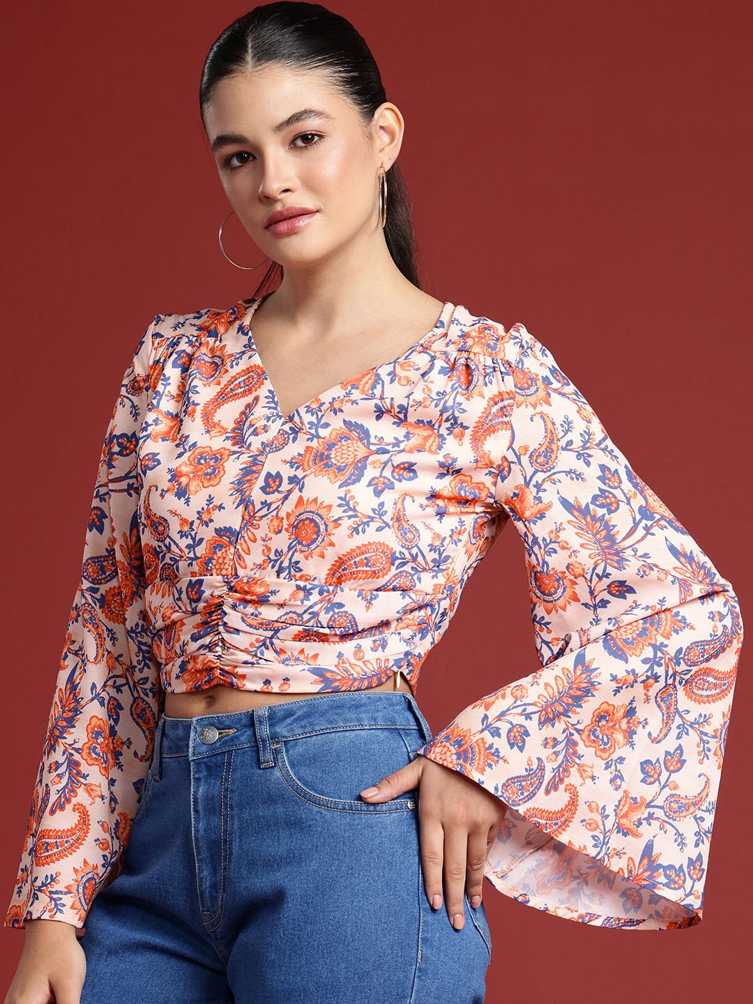all about you Floral Printed Flared Sleeve Regular Top