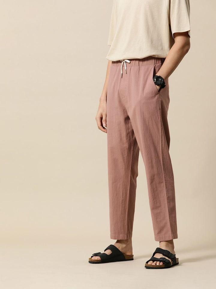 Mr Bowerbird Men Solid Mid-Rise Pure Cotton Regular Trousers