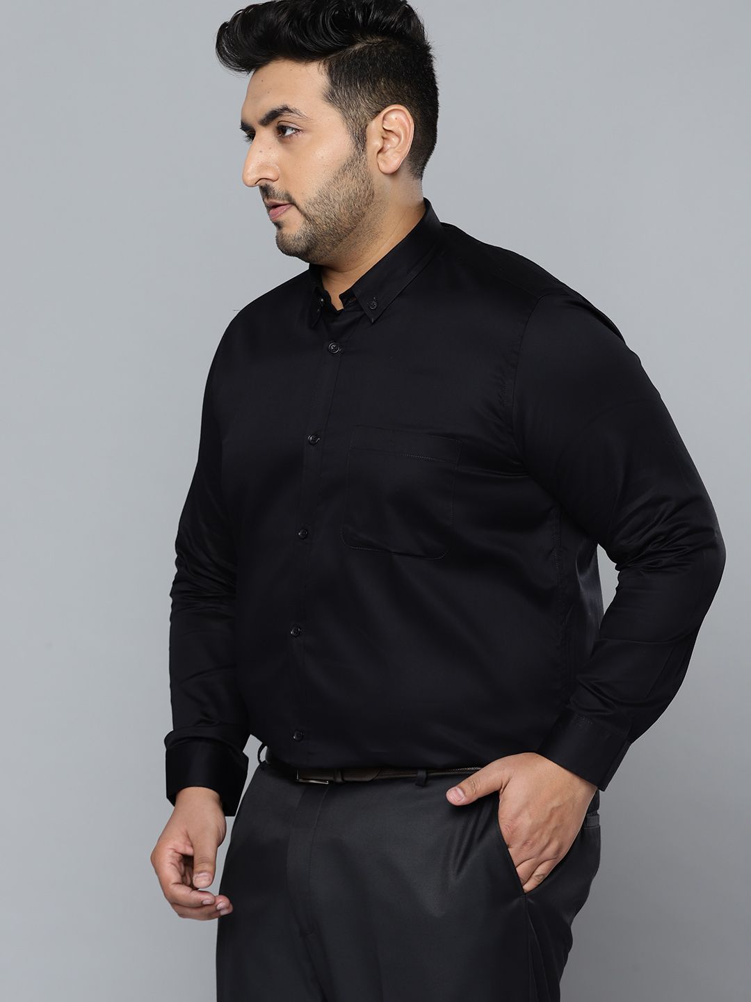 DENNISON Men Black Smart Slim Fit Opaque Formal Shirt