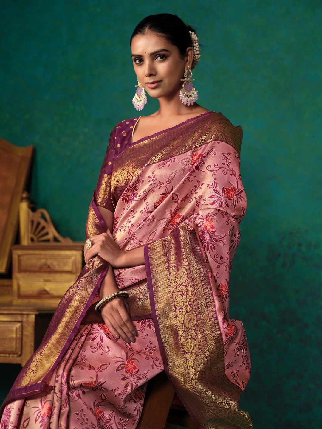 KALINI Ethnic Motifs Woven Design Zari Paithani Saree
