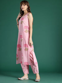 Indo Era Floral Printed Pure Cotton Kurta with Trousers