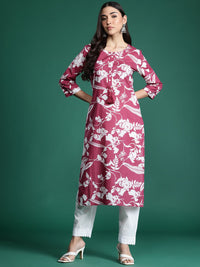Indo Era Floral Printed Pure Cotton Kurta