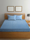 Myntra Elegant Homes Blue Solid 300 TC King Woolen Bedsheet & 2 Pillow Covers-250X225 cm