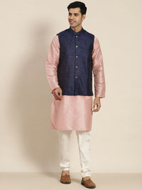 SOJANYA Kurta Rekaan Tenunan Lelaki dengan Churidar dengan Jaket Nehru