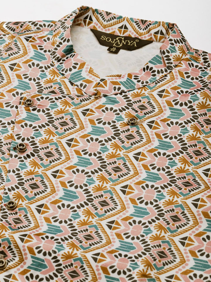 SOJANYA Kurta Kelabu & Putih Lelaki dengan Churidar