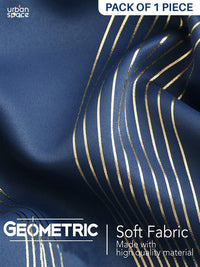 URBAN SPACE Navy Blue & Gold-Toned Printed Black Out Window Curtain