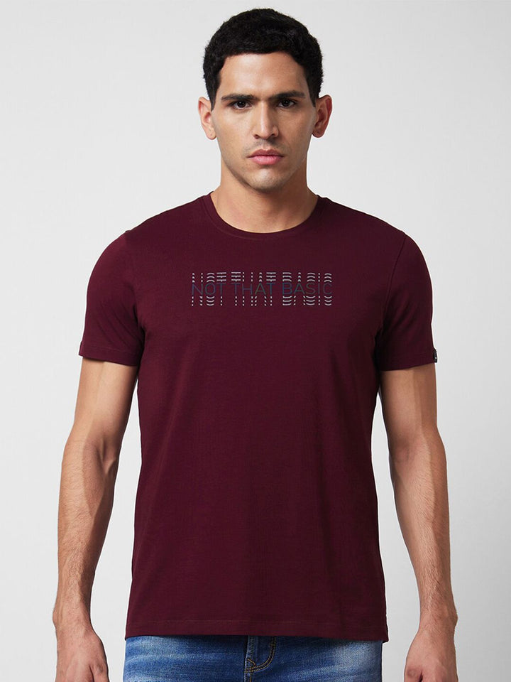 SPYKAR Typography Printed Round Neck Slim Fit Cotton T-shirt