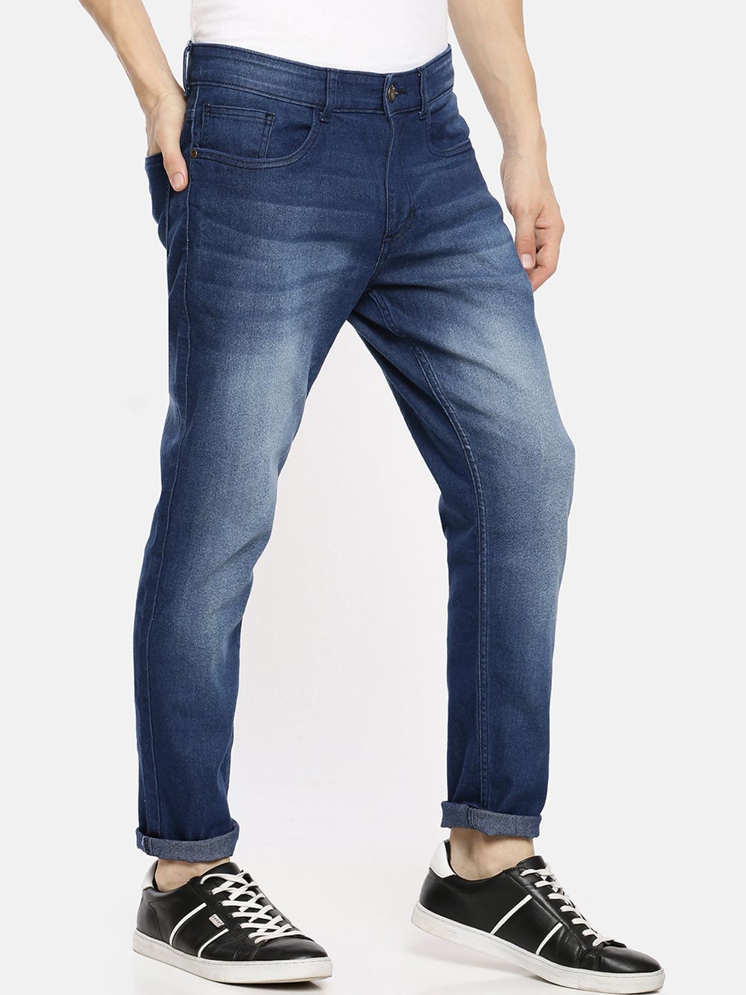 The Indian Garage Co Men Blue Slim Fit Heavy Fade Jeans