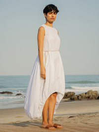RAREISM Rounf Neck Striped A-Line Maxi Dress