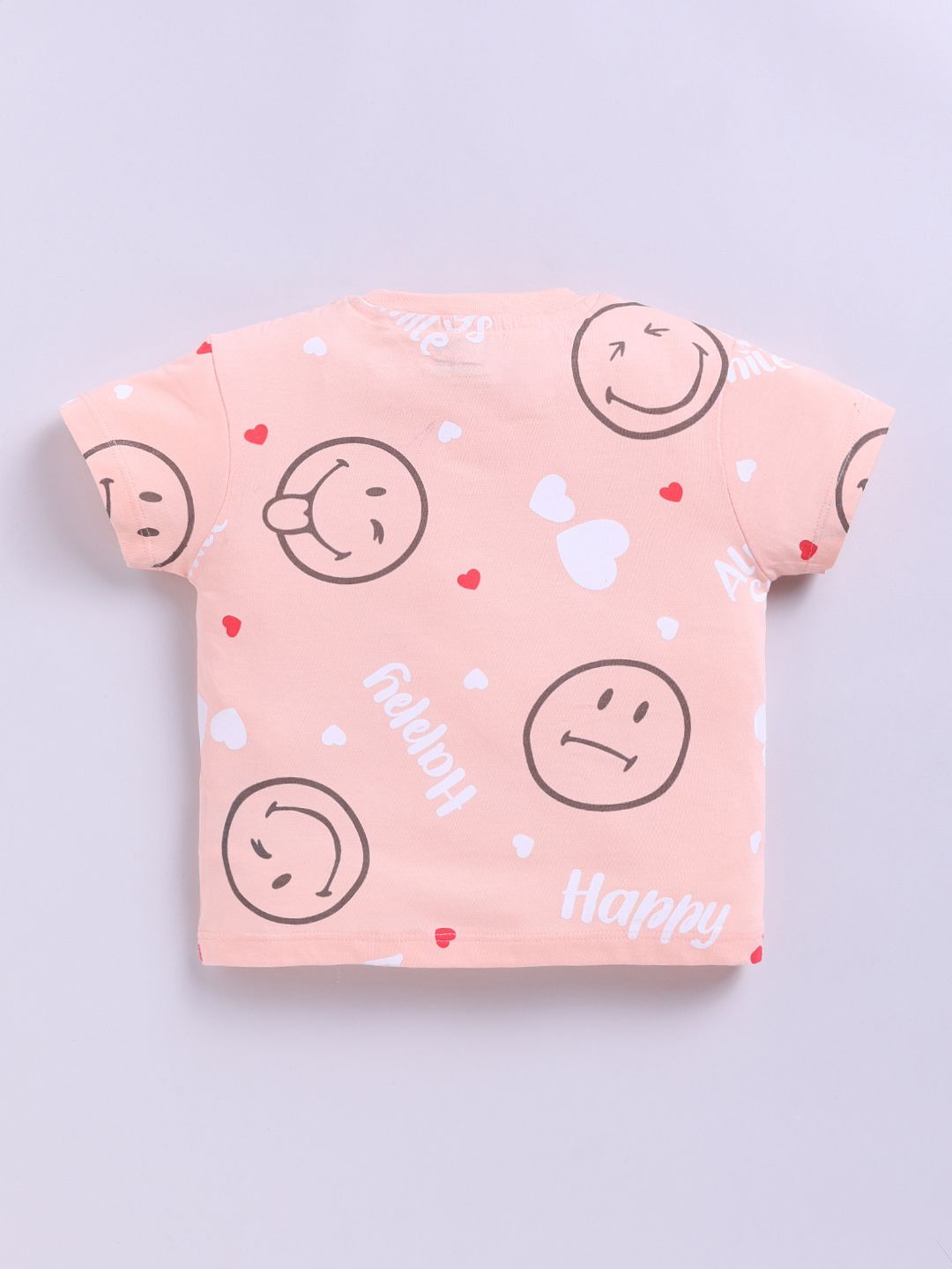 Happy Faces Kids Girls Smiley Printed Pure Cotton T-Shirt