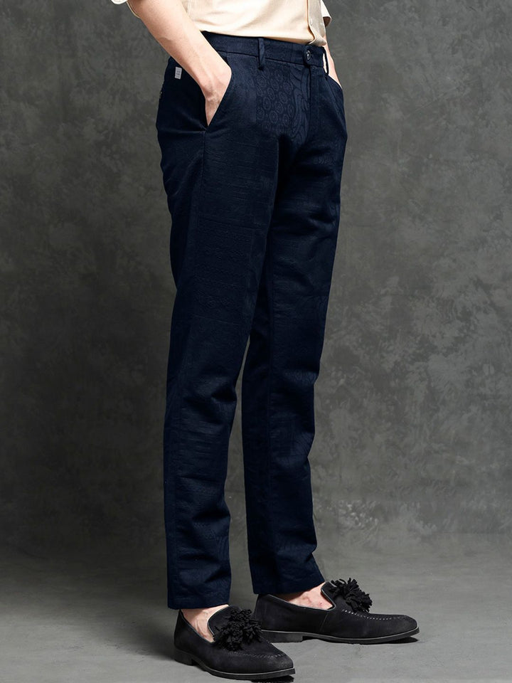 RARE RABBIT Men Jeck-2 Mid-Rise Slim Fit Cotton Trouser