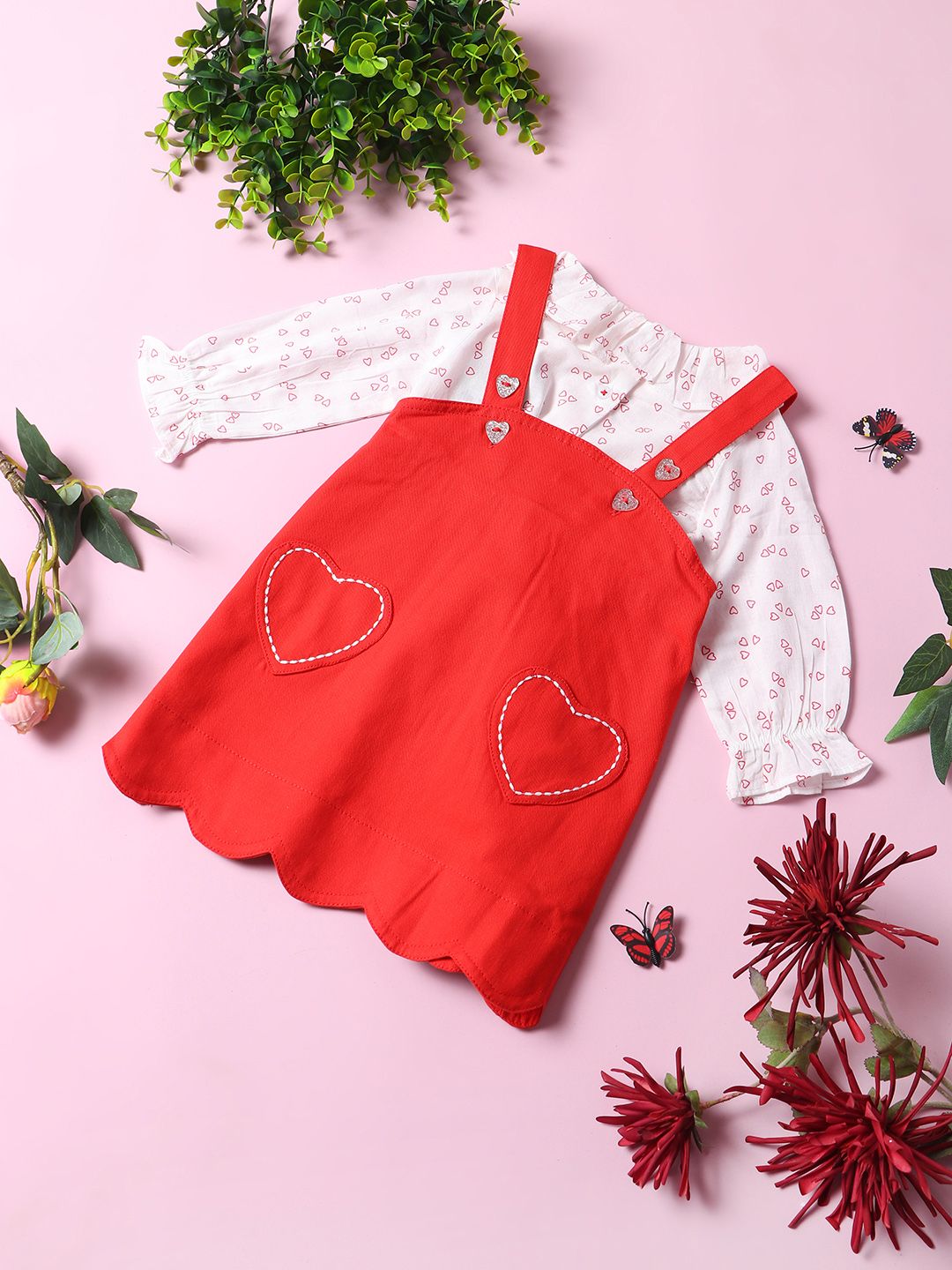 Nauti Nati Red Solid Cotton A-Line Dress